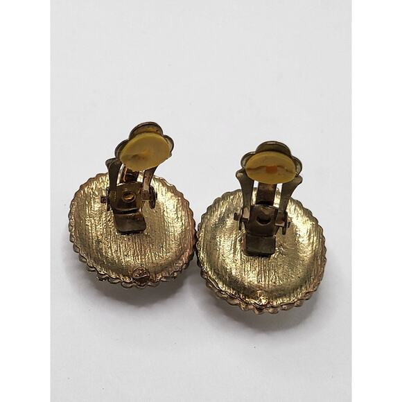 Vintage 1960s Clear Rhinestone Clip-On Earrings Oval Crystal & AB Halo - Picture 5 of 5